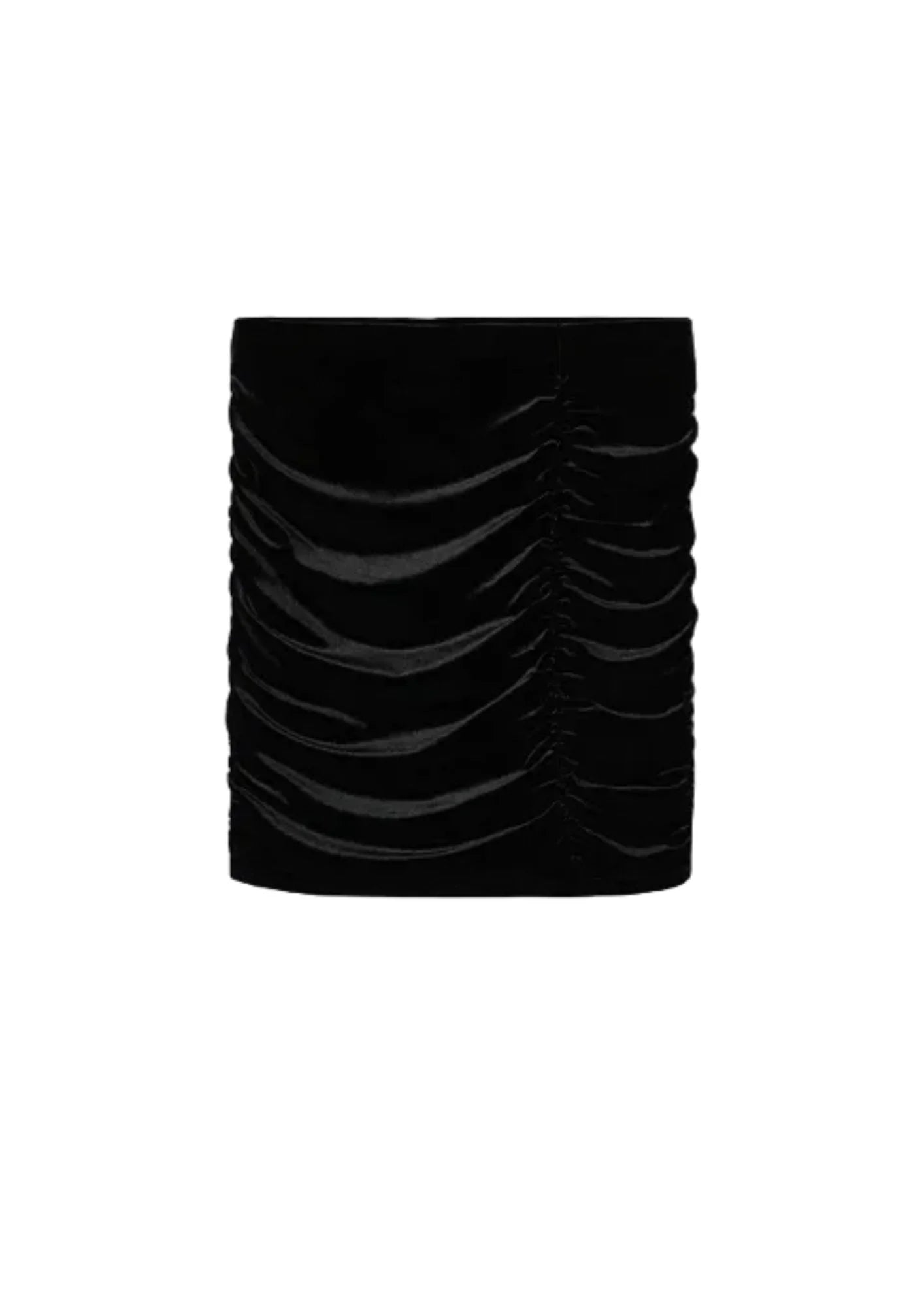 BLACK RUFFLED VELVET MINI SKIRT belted skirt waist