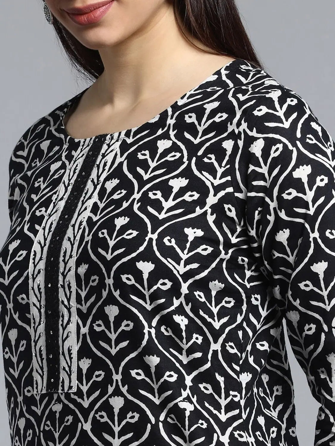 Ahika Pure Cotton Printed Kurta Pant Dupatta-VKSKD1103AB_XS Chic Checkered Pants