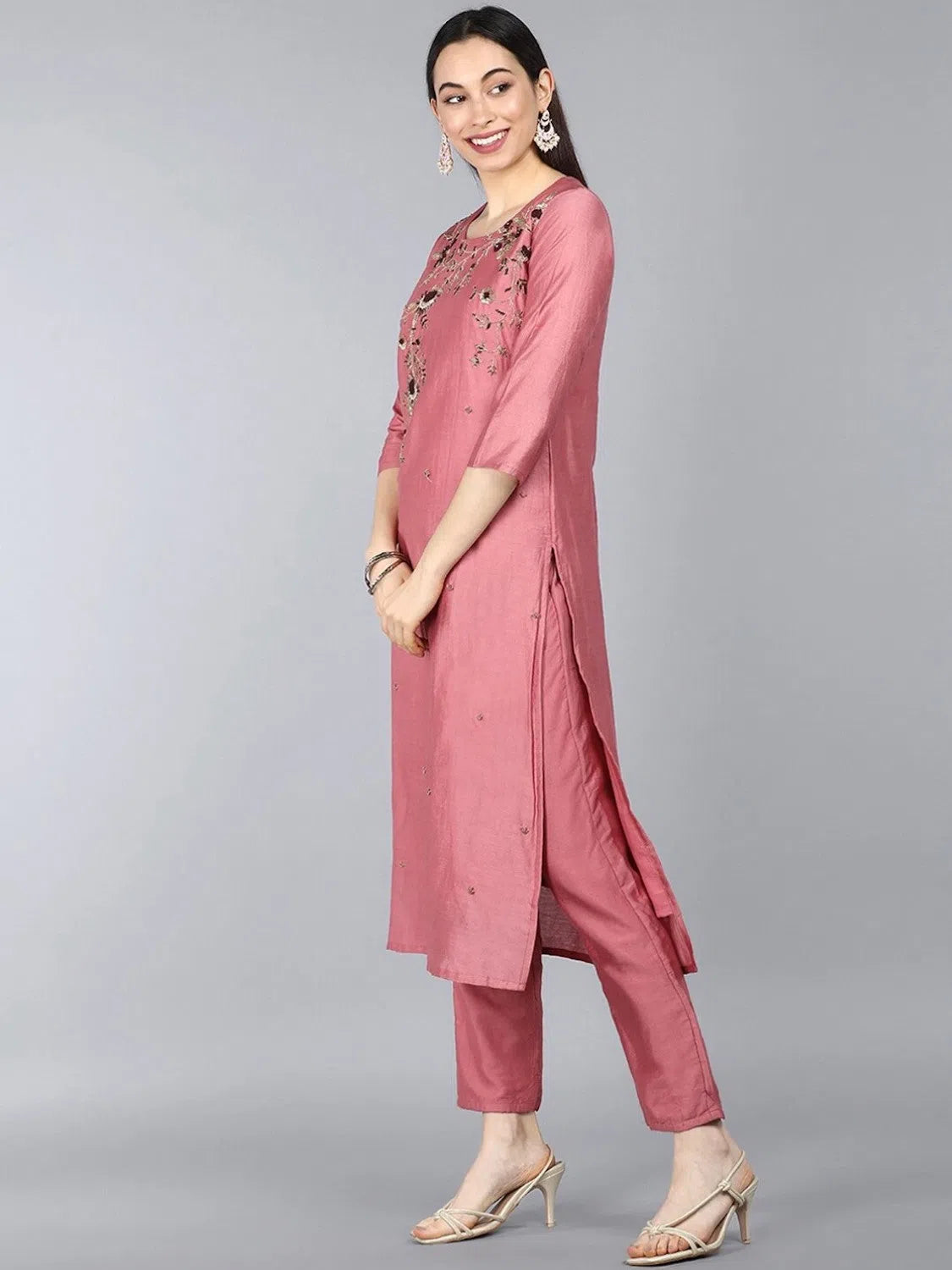 Ahika Poly Silk Embroidered Kurta Pant Dupatta-PKSKD1147_S Formal Linen Trousers