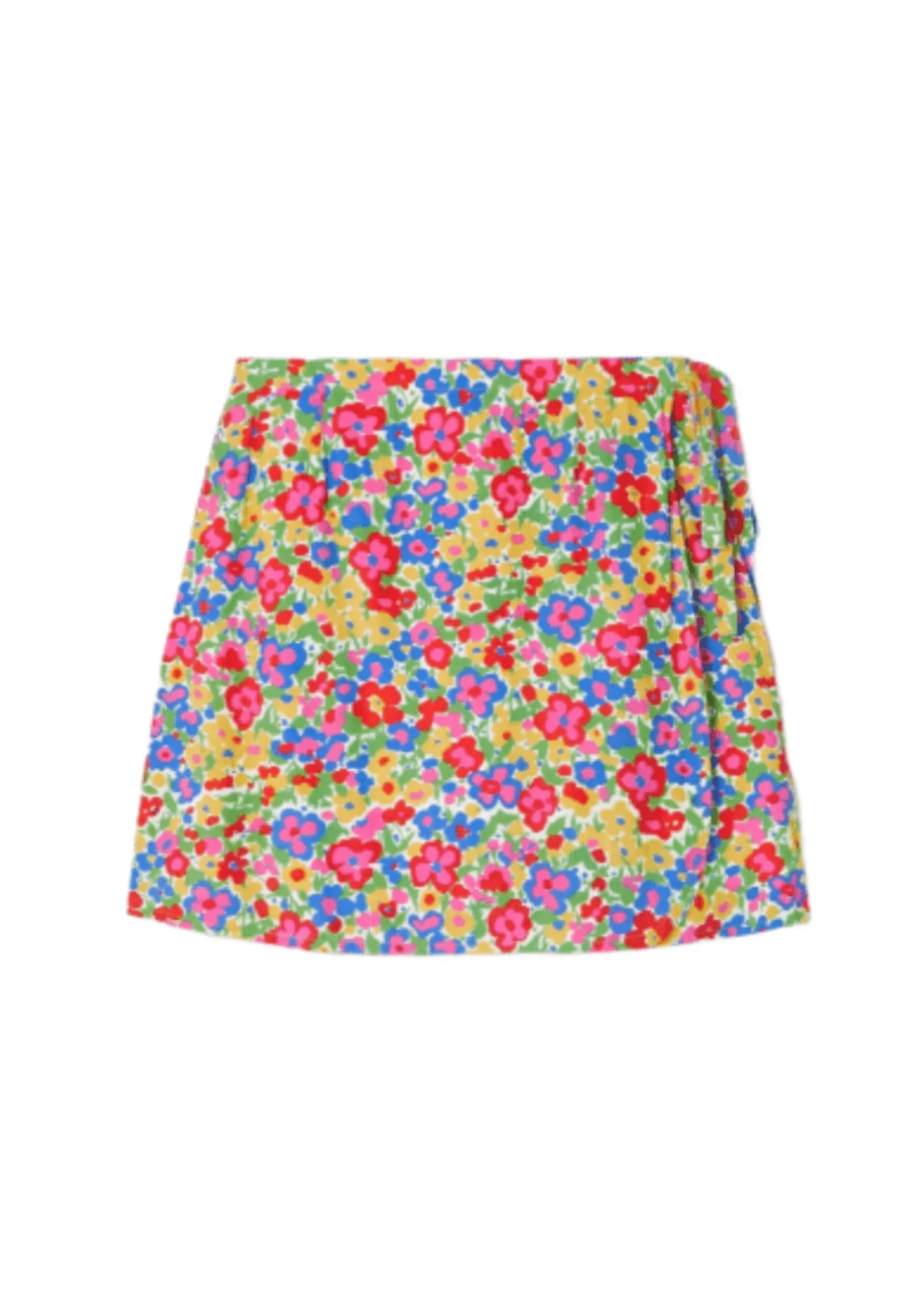 FLORAL MINI WRAP SKIRT wool skirt breathable