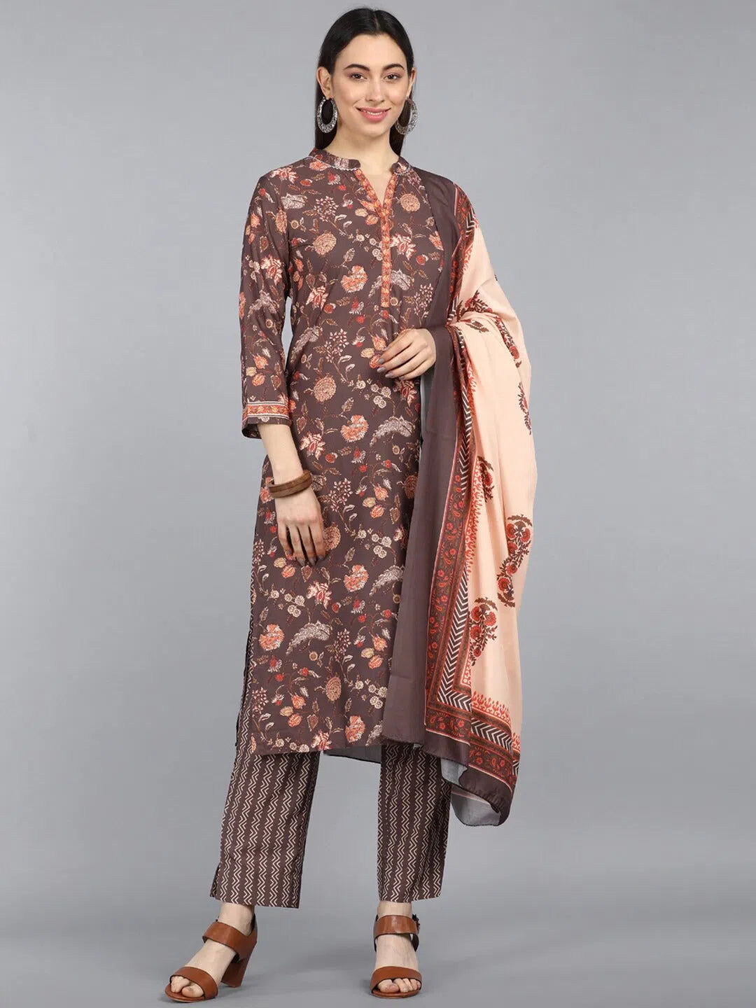 Ahika Poly Crepe Printed Kurta Pant Dupatta-PKSKD1036AB_S Trendy Velvet Pants