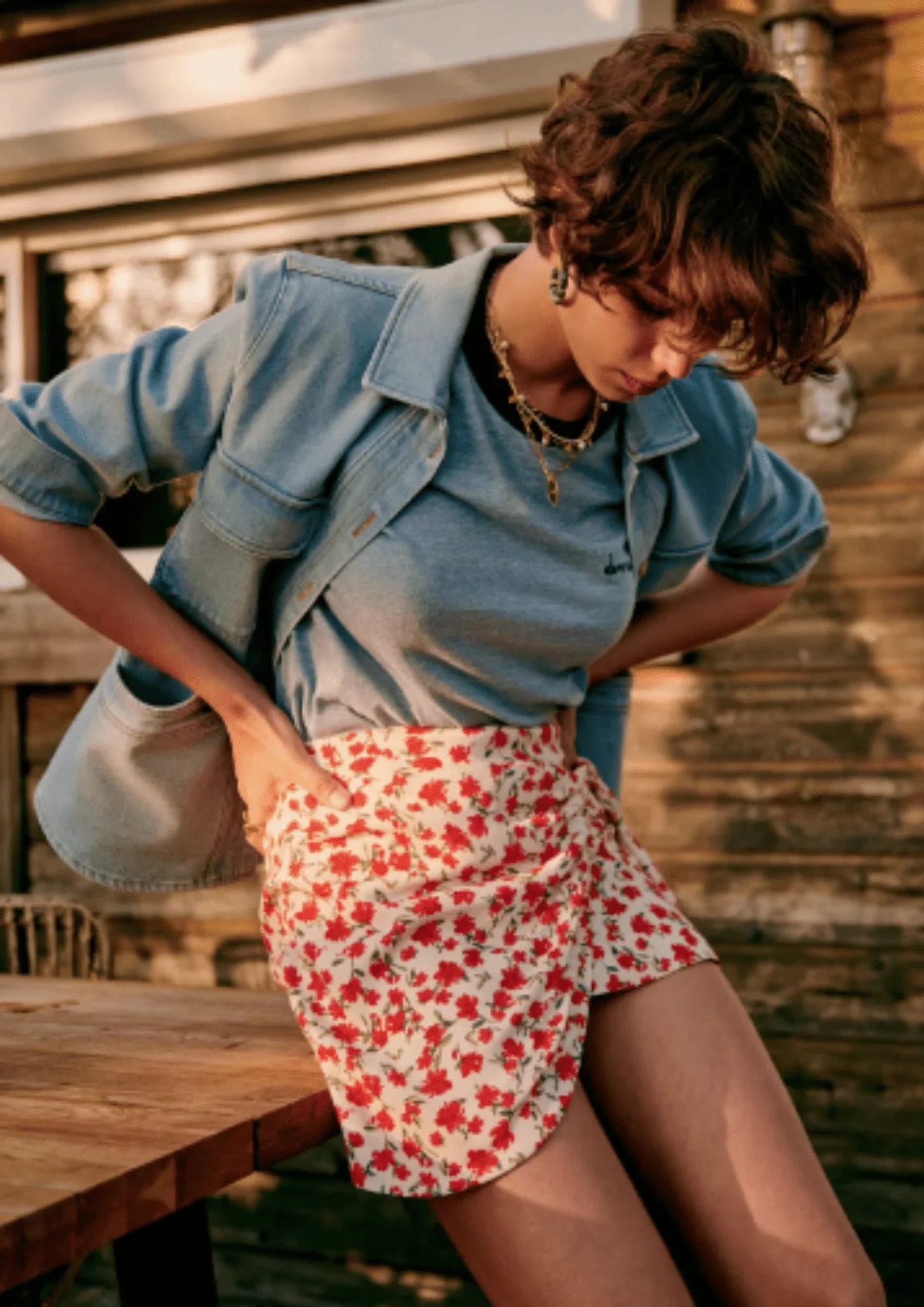 RED FLORAL PACOME MINI SKIRT lace skirt feminine