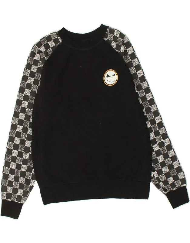 VANS Womens Sweatshirt Jumper UK 10 Small Black Geometric Cotton Hoodie with Mesh Breathable Sporty