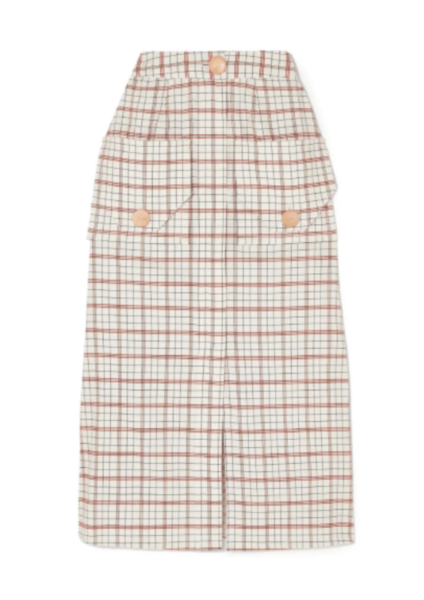 BEIGE CHECKED MIDI SKIRT low waist skirt