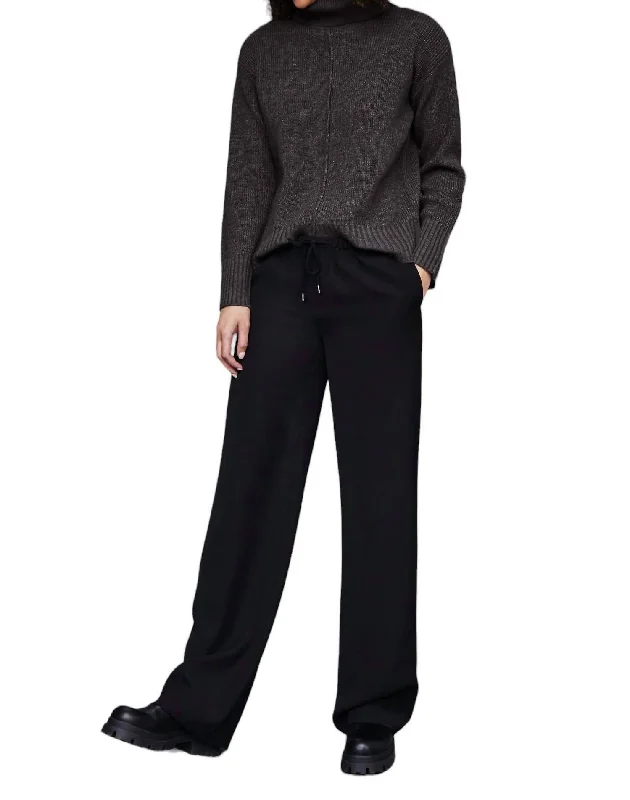 Winnetka Drawstring Pant In Black Classic Straight Pants