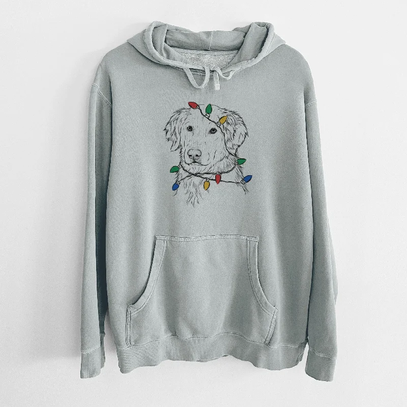 Christmas Lights Spencer the Golden Retriever - Unisex Pigment Dyed Hoodie