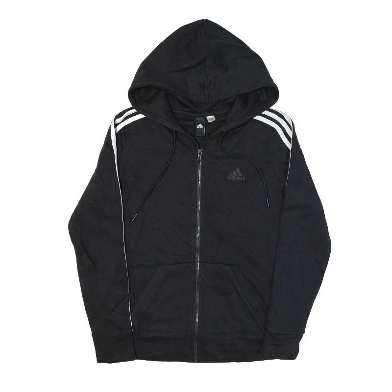 ADIDAS Hoodie Black Full Zip Womens XS Hoodie with Hem Elastic Stretchable Comfortable