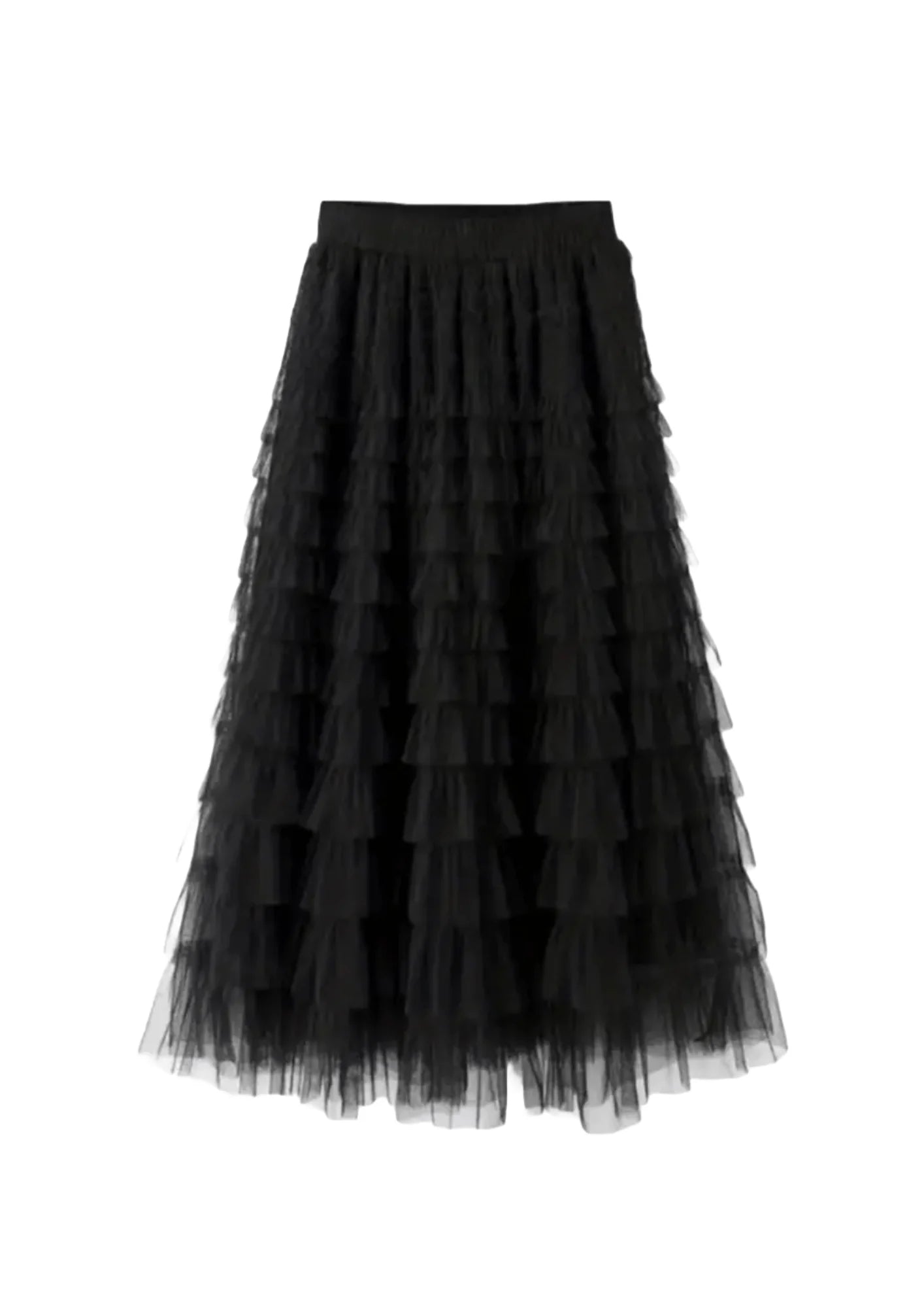 BLACK TULLE SKIRT tiered skirt playful