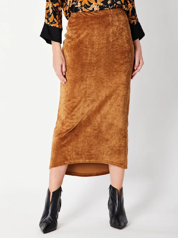 VELOUR HILO SKIRT - CAMEL 29720 -SW linen skirt natural