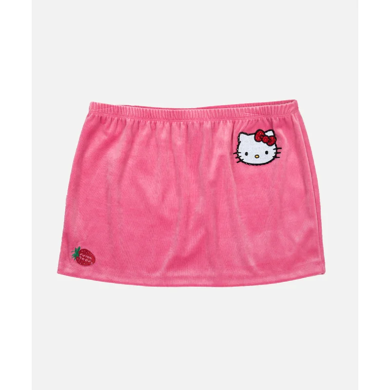 Hello Kitty x Dumbgood Pink Velour Mini Skirt (50th Anniv.) velvet skirt plush
