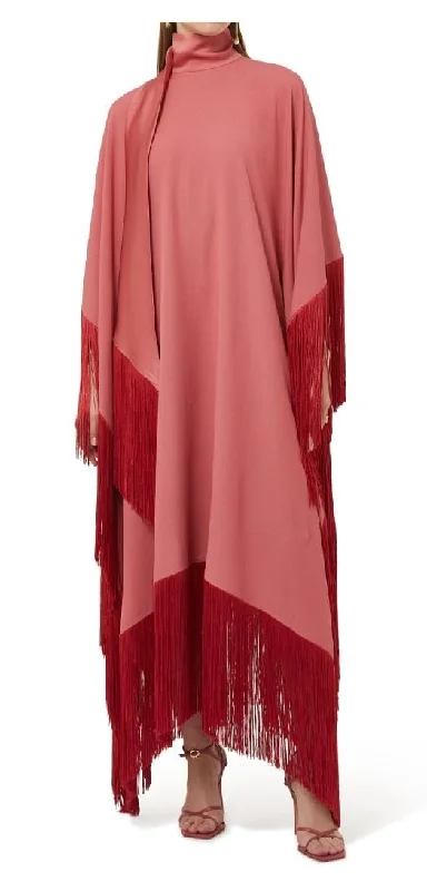 Ross High-neck Fringed Crepe Kaftan Dress In Pink 070416093 Tunics Review highly