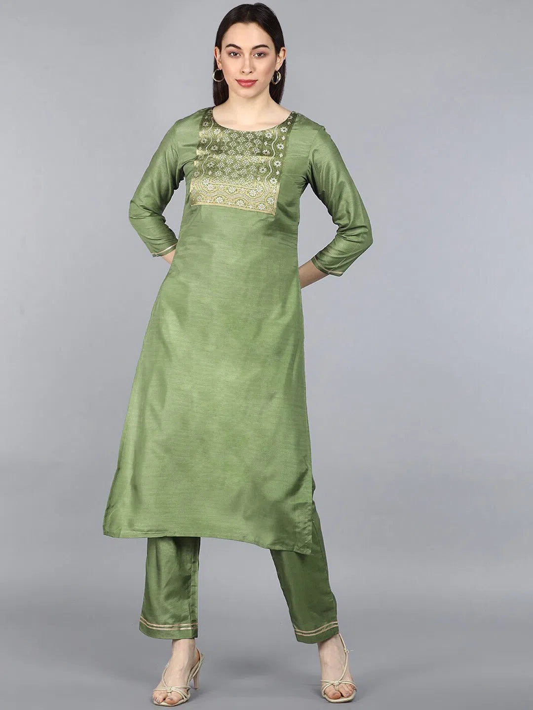 Ahika Poly Silk Printed Kurta Pant Dupatta-PKSET1107A_3XL Warm Wool Trousers