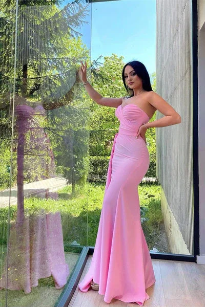 Elegant Mermaid Sweetheart Pink Prom Dresses Long Formal Evening Dress DM1965 Tunics Practical easy-care