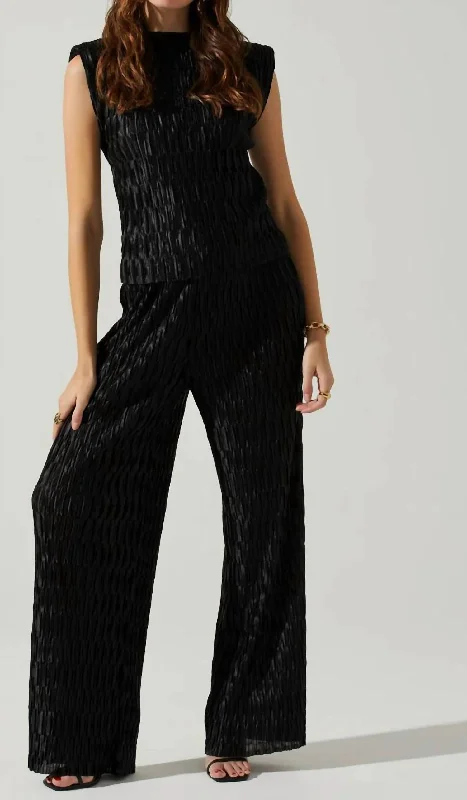 Savine Textured Pant In Black Cozy Lounge Pants