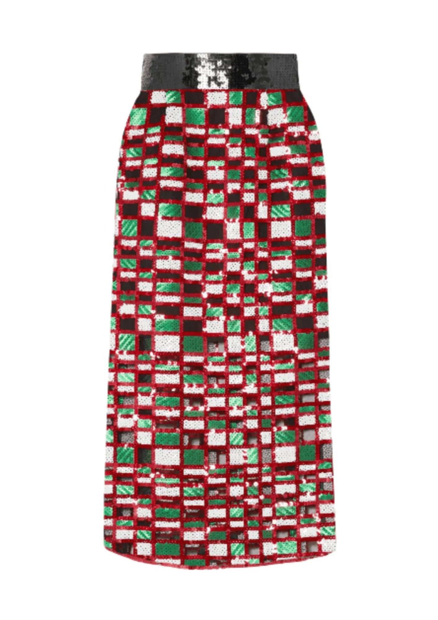 CHECKERED SEQUINED SKIRT satin skirt smooth