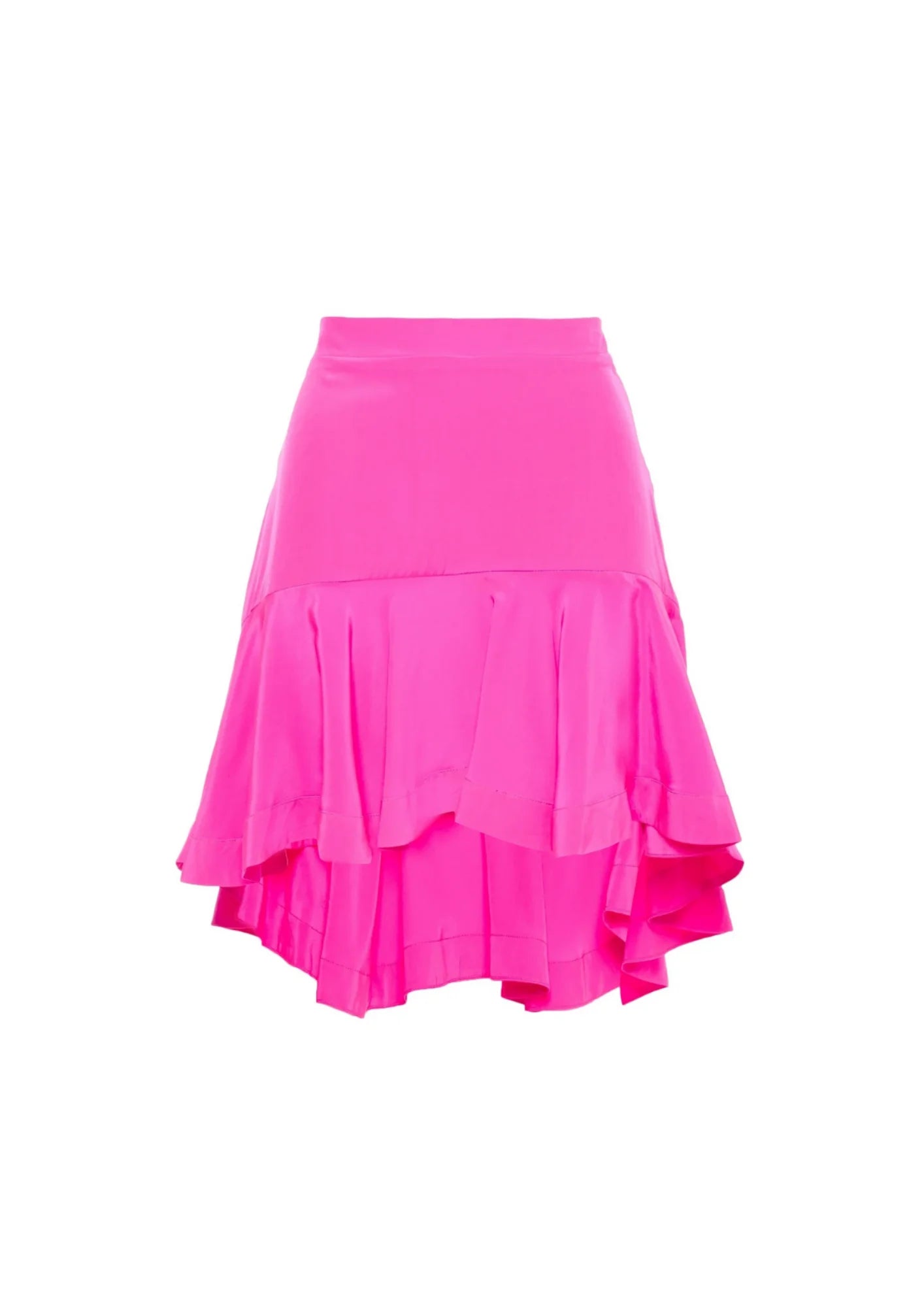 PINK ASYMMETRIC MINI SKIRT silk skirt smooth