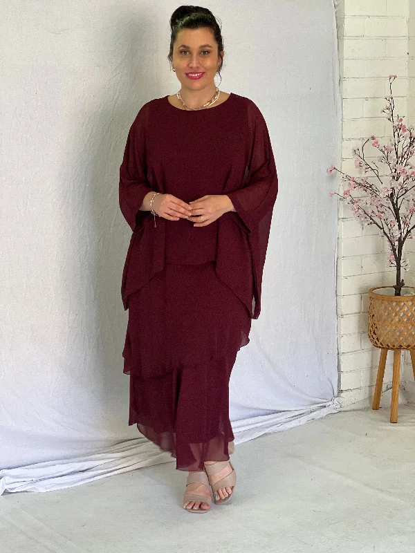 Xander Burgundy Evening Skirt silk skirt luxurious