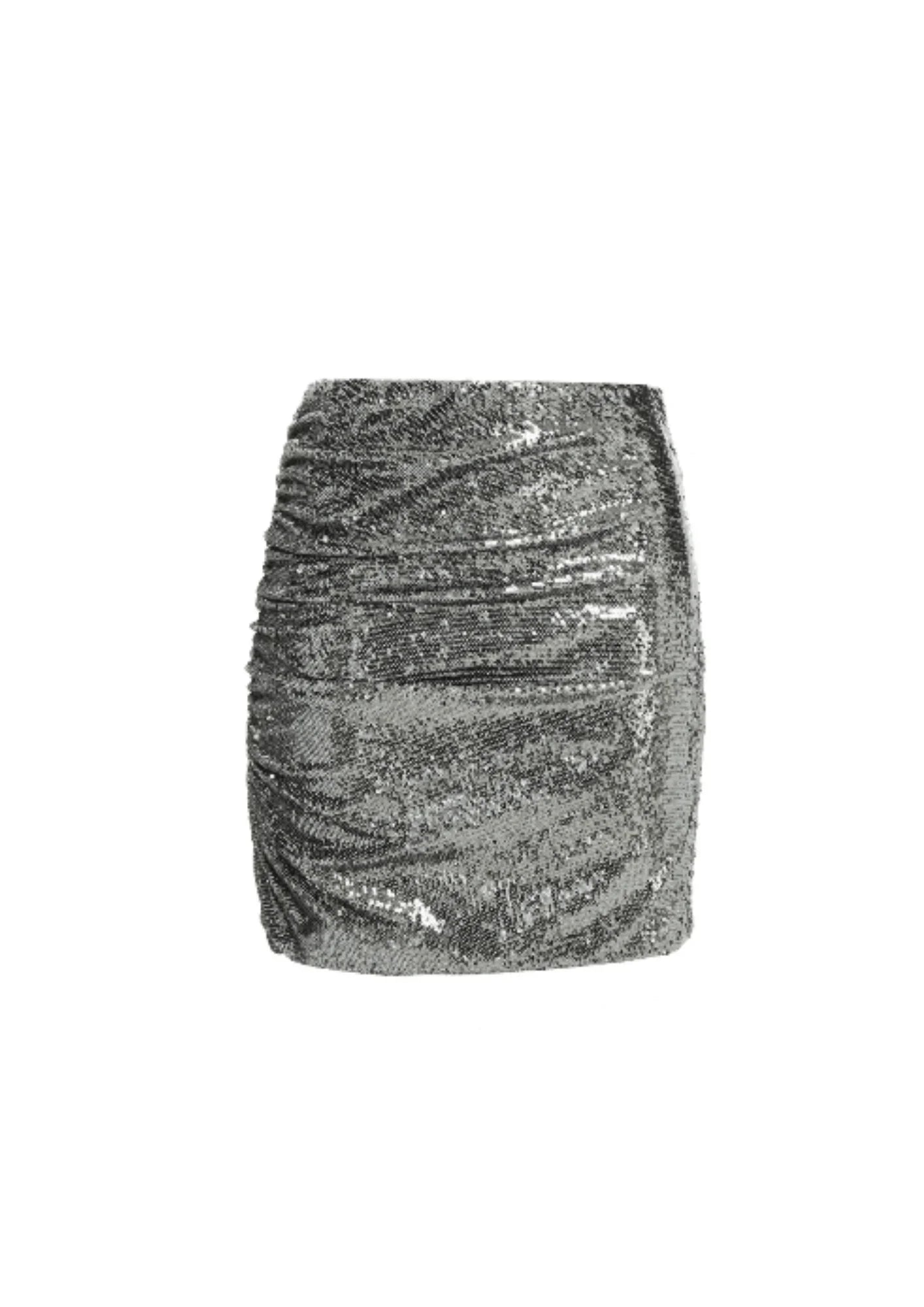 SILVER SEQUINED MINI SKIRT cashmere skirt plush