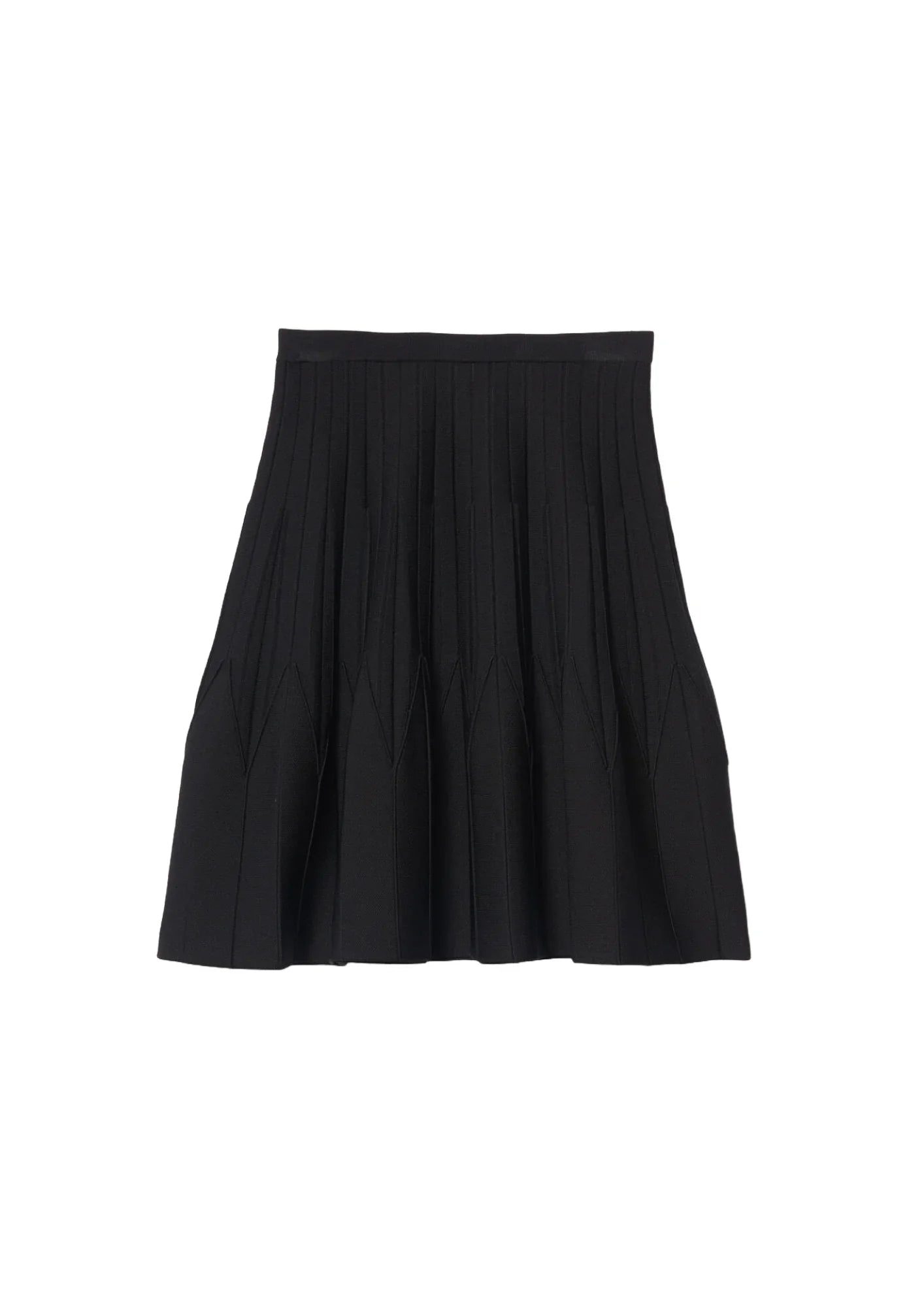 BLACK FLARED KNIT SKIRT floral skirt print