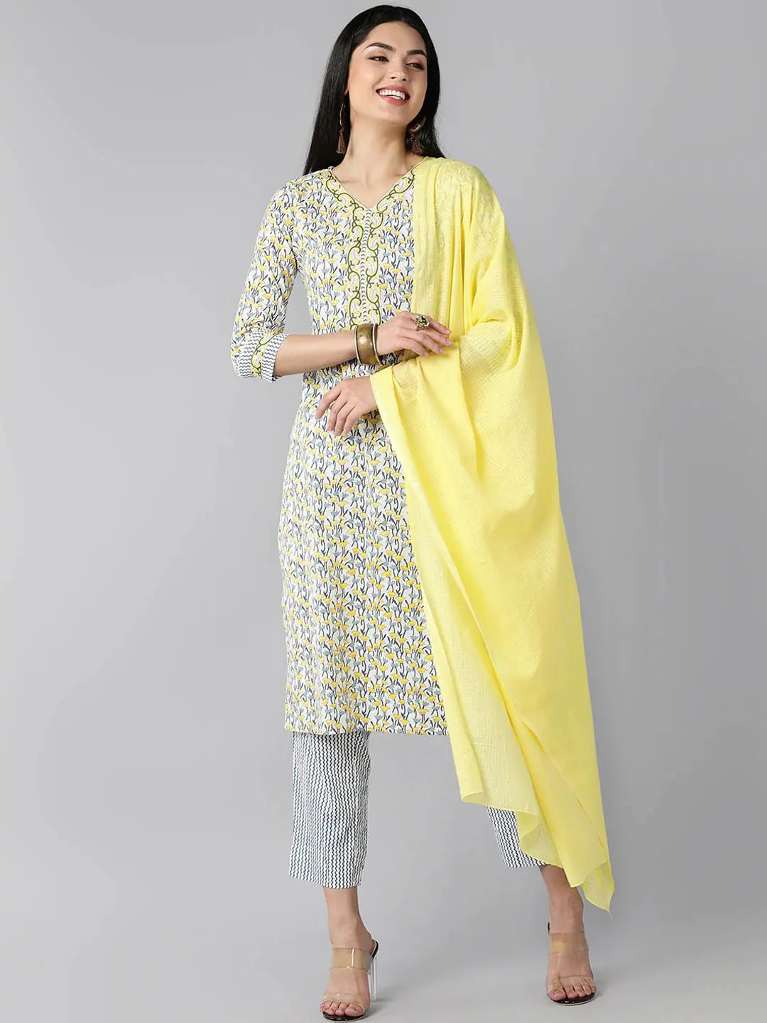 Ahika Cotton Printed Kurta Pant Dupatta Set-VKSKD1198E_L Soft Wool Pants