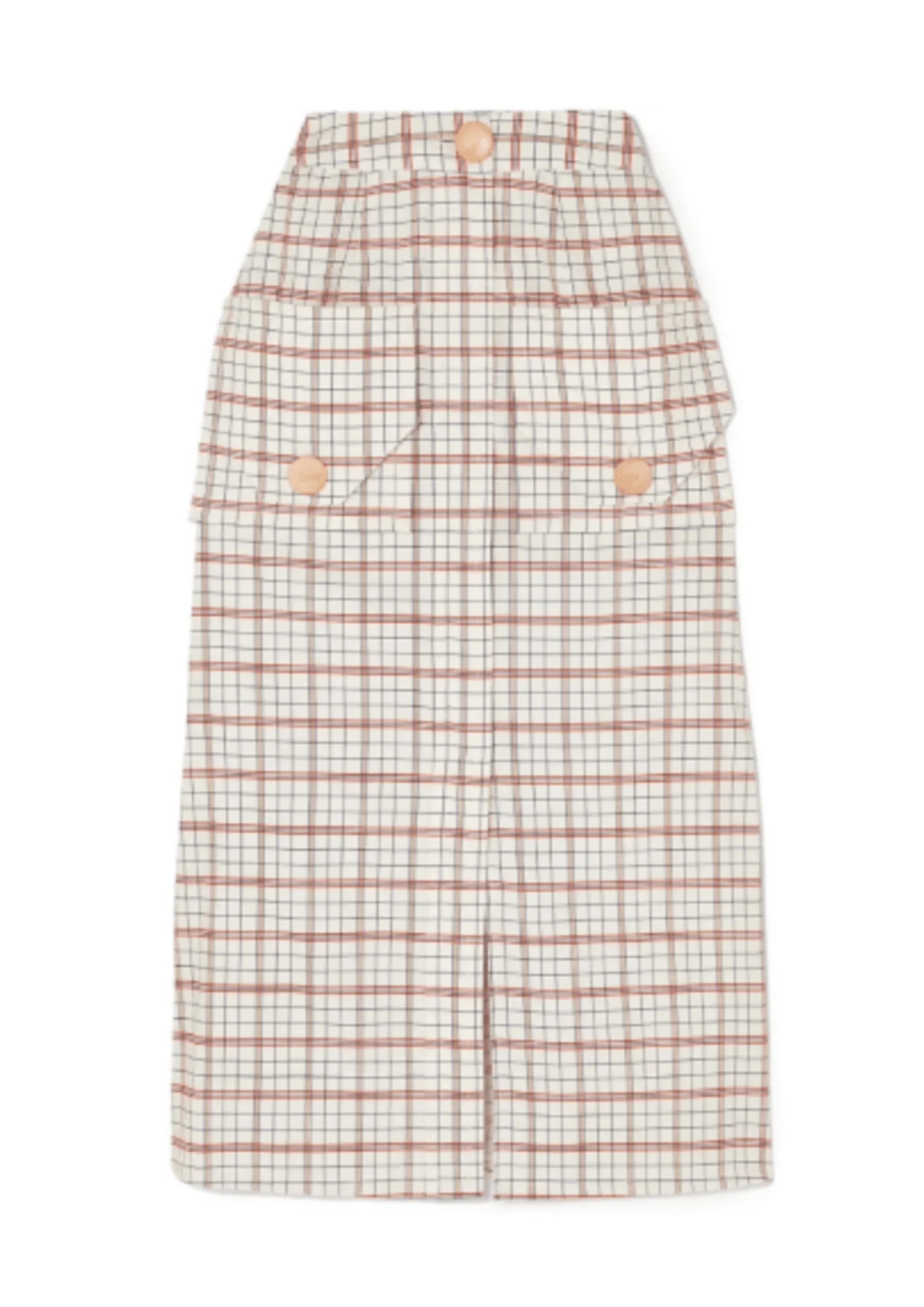 BEIGE CHECKED MIDI SKIRT a-line skirt cut
