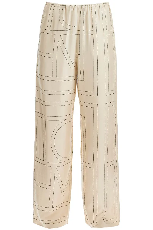 Toteme Women's Monogram Silk Pajama Pants Chic Capri Pants
