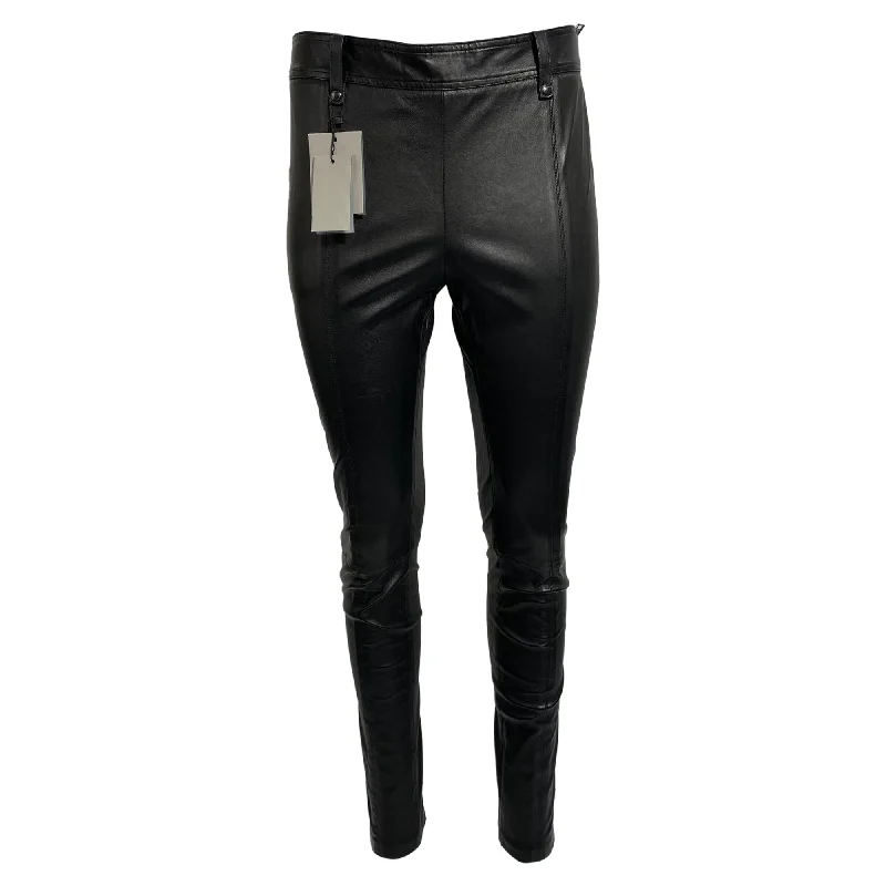 Tom Ford High-Rise Slim-Fit Pants in Black Leather Trendy Work Pants