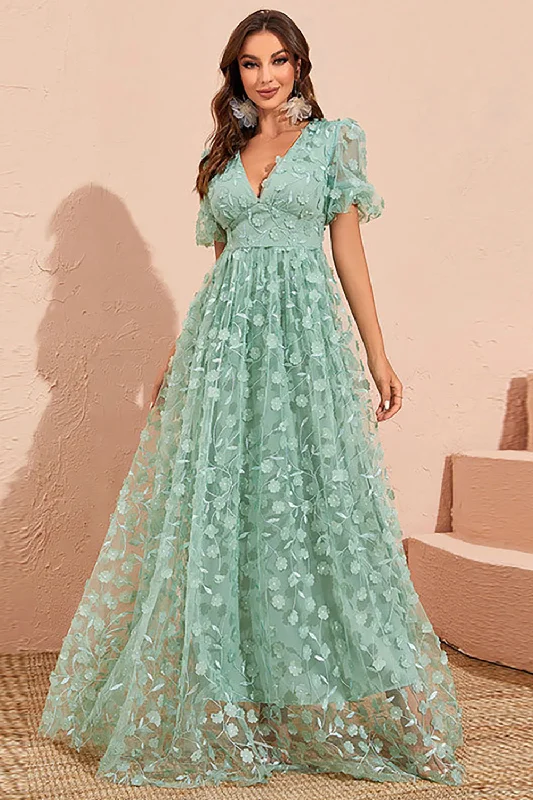 Grey Green A Line V Neck Long Prom Dress Tunics Top rated