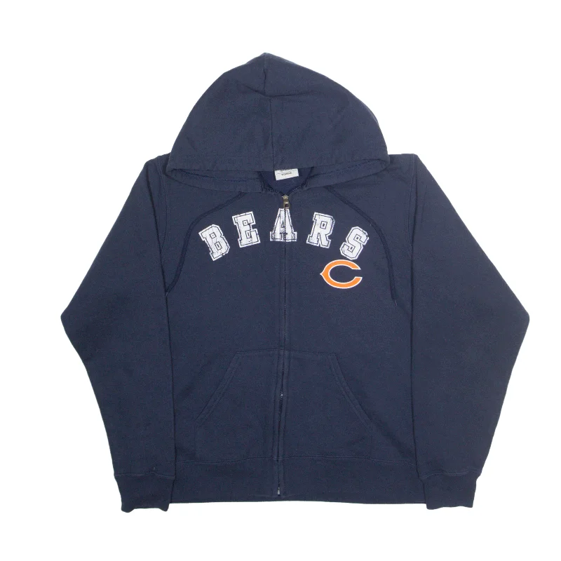 NFL Chicago Bears USA Hoodie Blue Full Zip Womens L Hoodie with Hem Contrast Bold Stylish