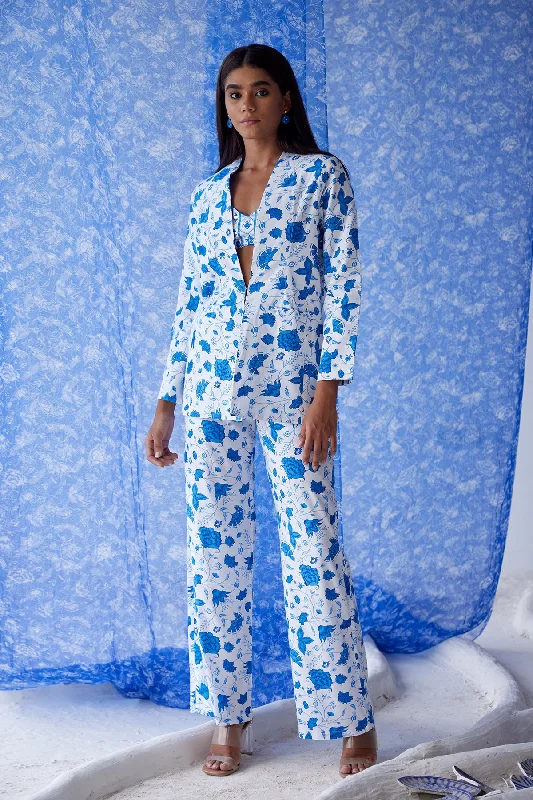 Qaul Coat And Pant Set of 2 Trendy Wide-Legged Trousers