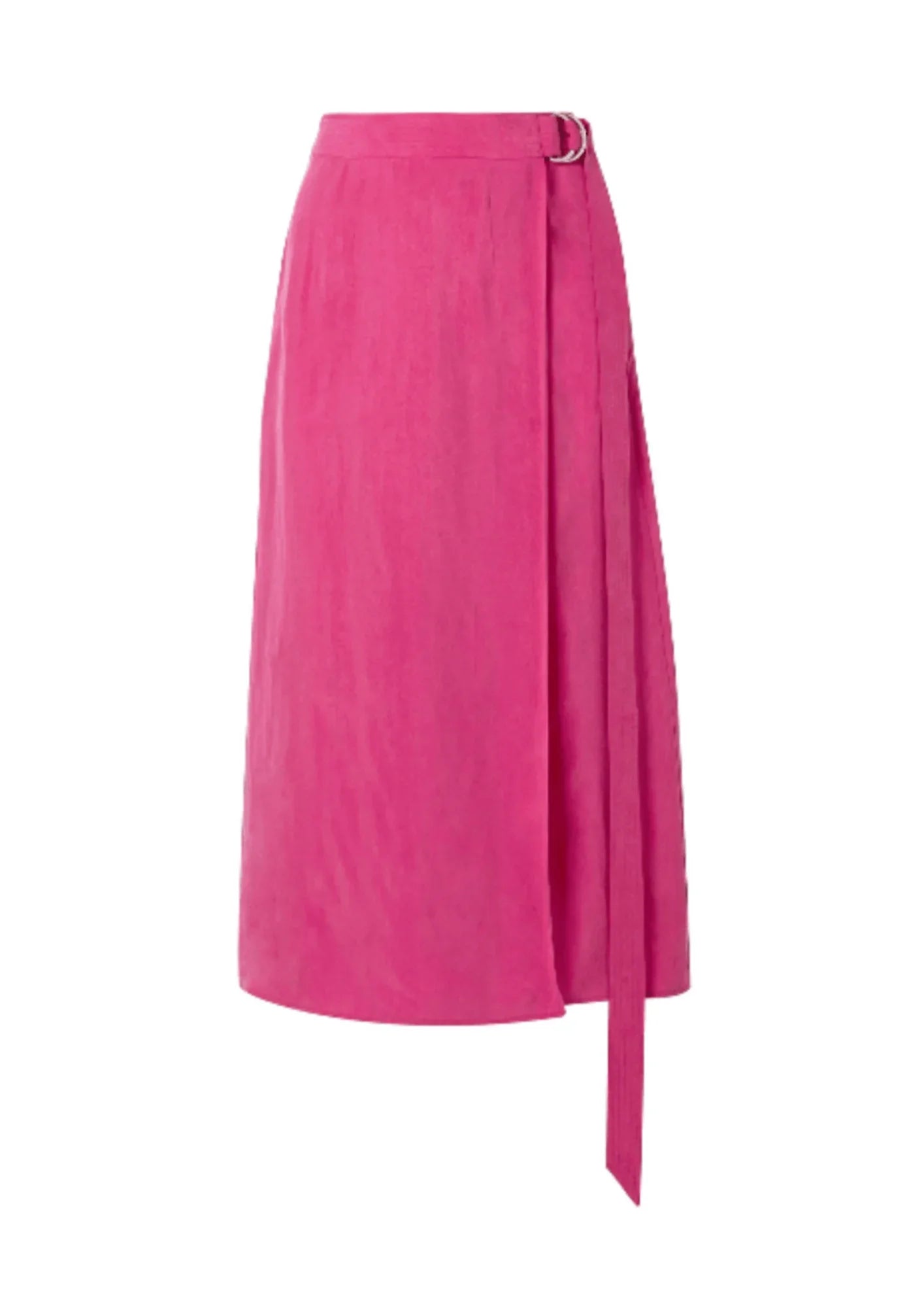 FUCHSIA MIDI WRAP SKIRT linen skirt relaxed