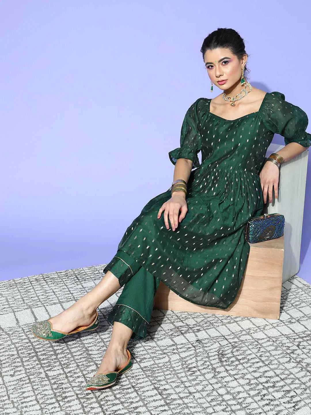 Ahika Poly Chanderi Printed Kurta Pant Dupatta-PKSET1117_3XL Casual Lounge Pants