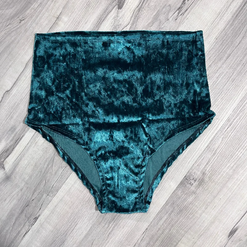 SALE - SMALL - High Waist Hot Pants - Teal Crushed Velvet Elegant Wool Trousers