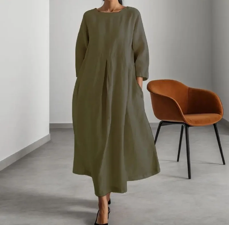 Women's Solid Colour Cotton Linen Dress B-88164 Tunics Trendy modern