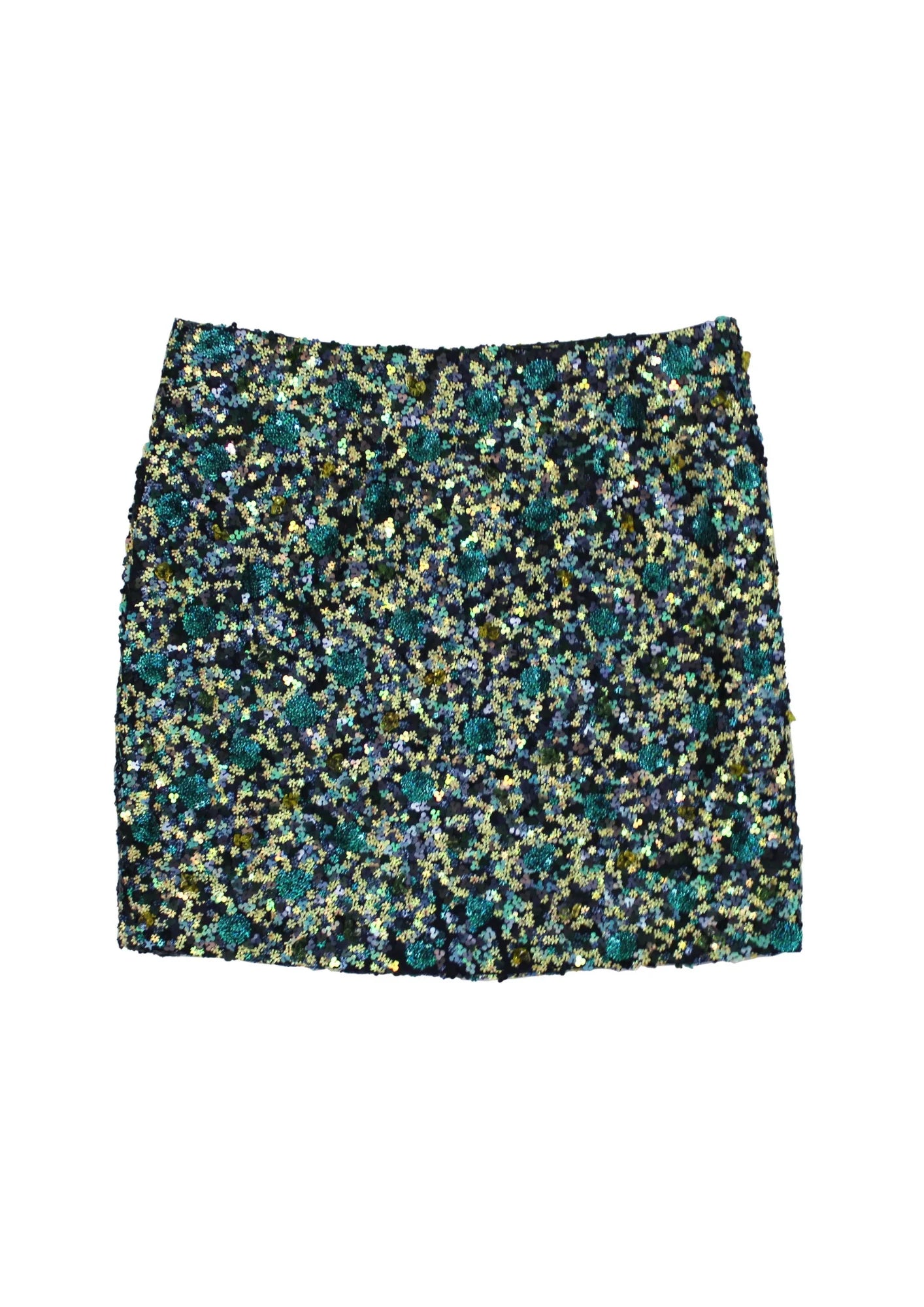 GREEN EMBROIDERED SKIRT REANNA leather skirt sleek