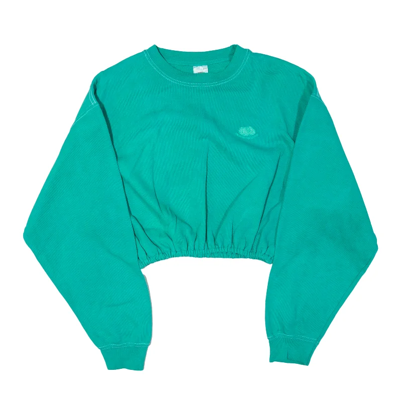 FRUIT OF THE LOOM Cropped Sweatshirt Green Womens L Hooded Sweatshirt Casual Wear Street Style