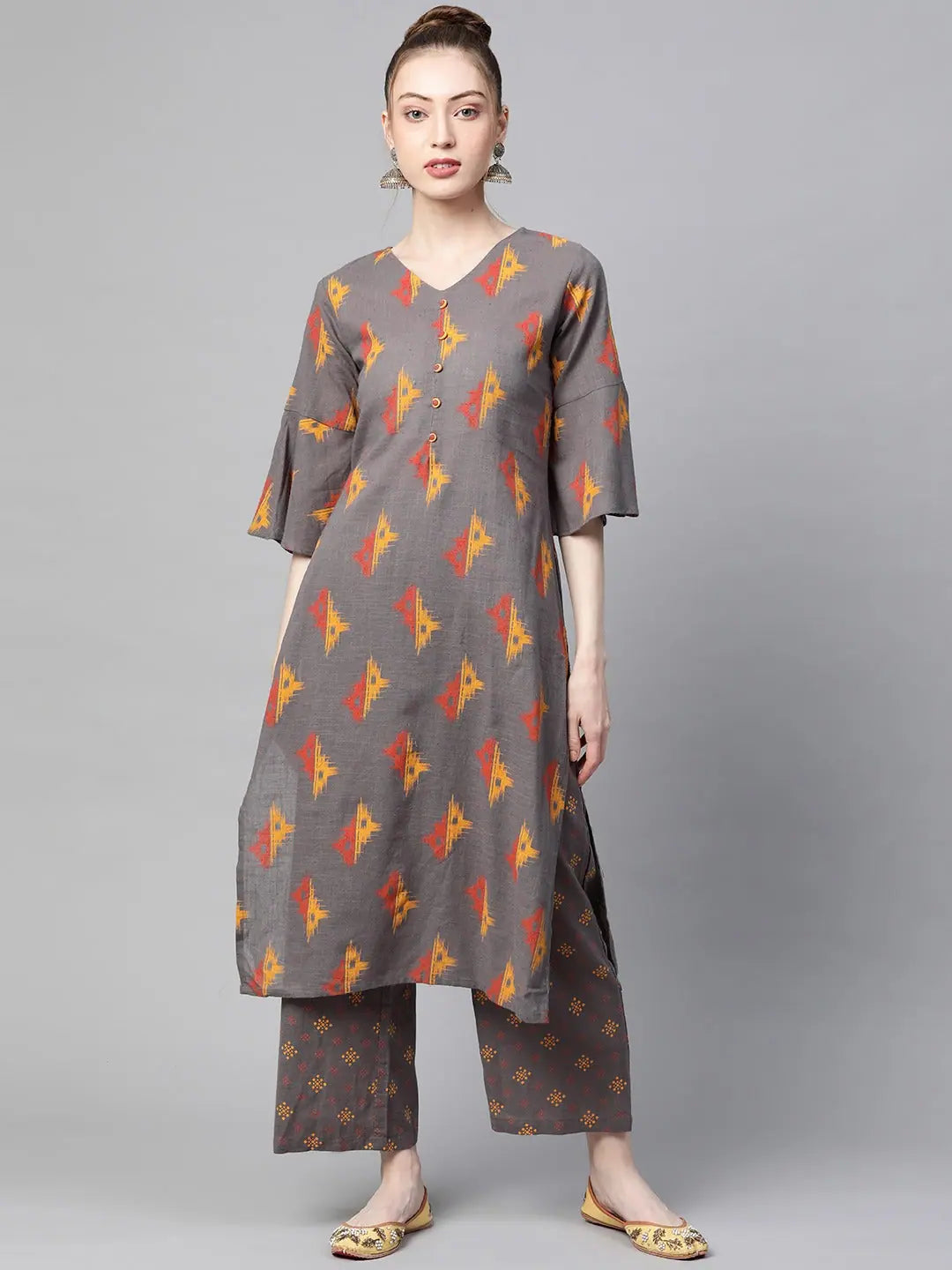 Ahika Cotton Printed Kurta Pant Set (vkset1003B) Cozy Fitted Pants