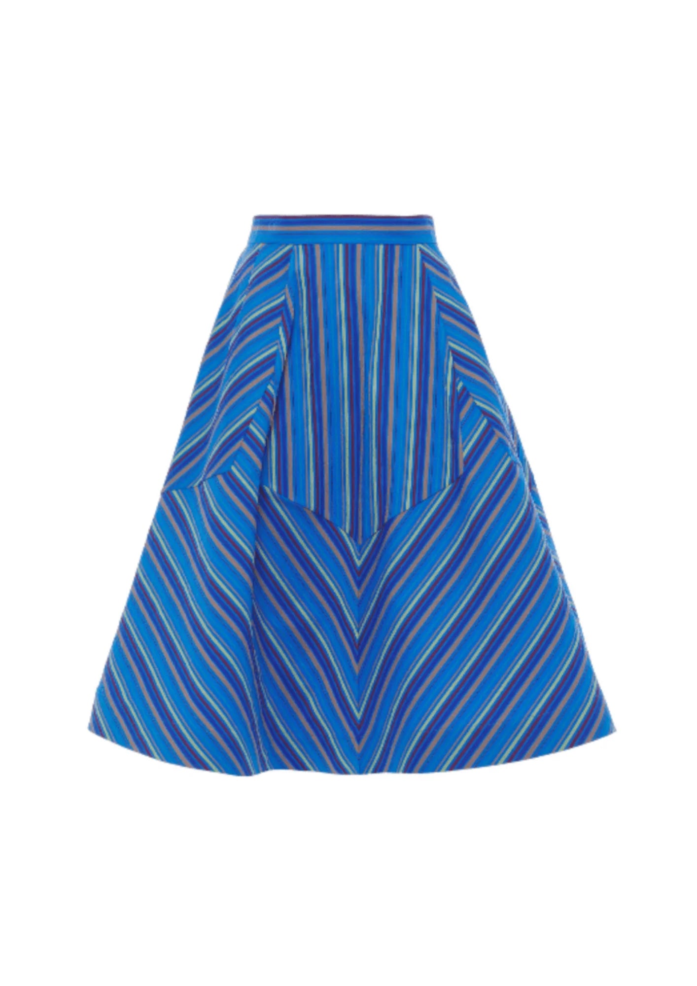 BLUE FLARED STRIPED SKIRT tiered skirt playful