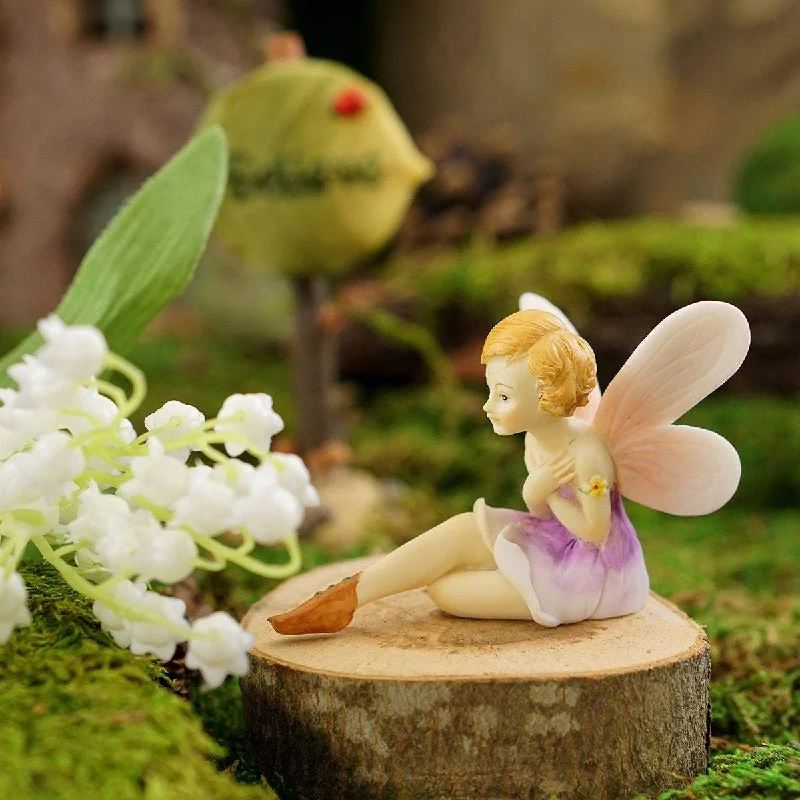 Purple Flower Fairy , Sitting Fairy, Mini Fairy, Fairy Garden Fairy, Fairy Figurine, Fairy Purple Dress, Fairy Garden Tunics Practical durable
