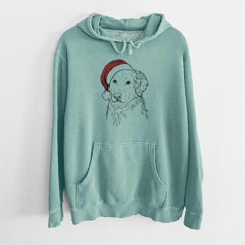 Santa Hat Spencer the Golden Retriever - Unisex Pigment Dyed Hoodie
