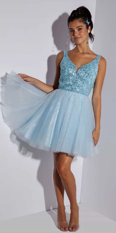 Eureka 9926 Short A-Line Tulle Skirt Gown with Sequins Bodice corduroy skirt cozy