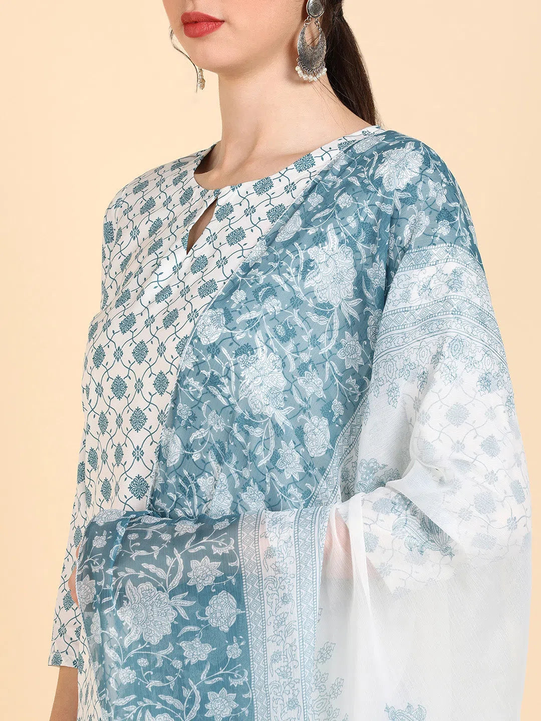 Ahika Polyester Printed Kurta Pant With Dupatta-PKSKD1108_XS Relaxed High-Waist Trousers