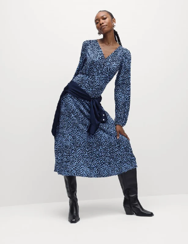 Printed V-Neck Midaxi Tea Dress Maxi Flowy Bohemian