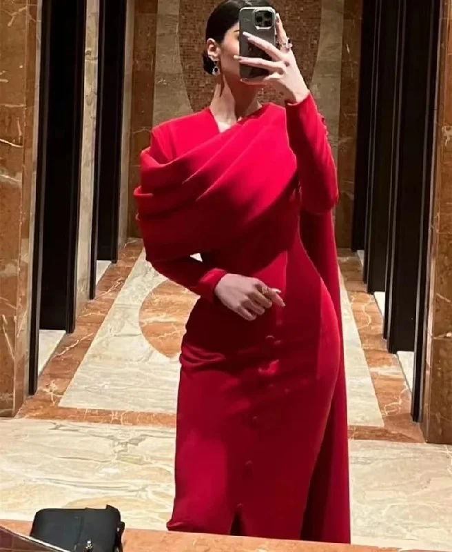 Luxury Mermaid Long Red Full Sleeve Custom Size Prom Dresses S S5072121 Tunics Top rated