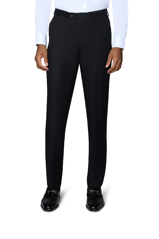 Berragamo Solid Slim Fit Pants - Black Sleek Black Pants