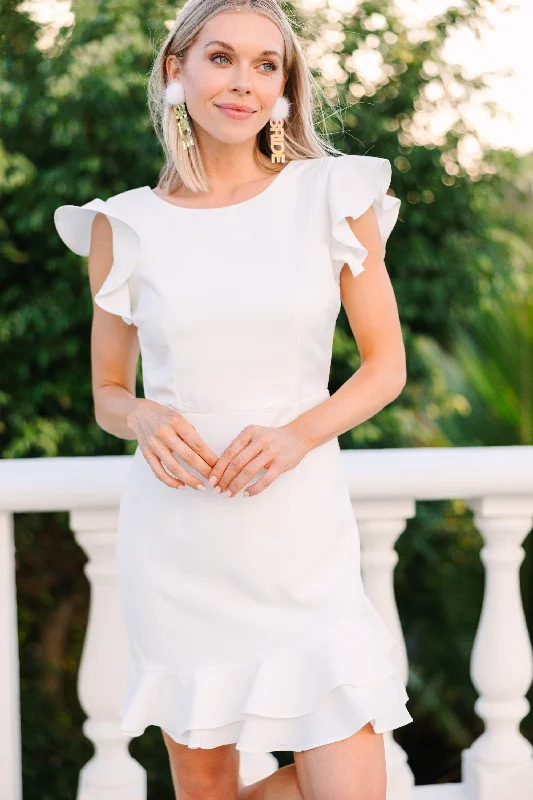Everywhere You Go White Ruffled Dress Tunics Brand named
