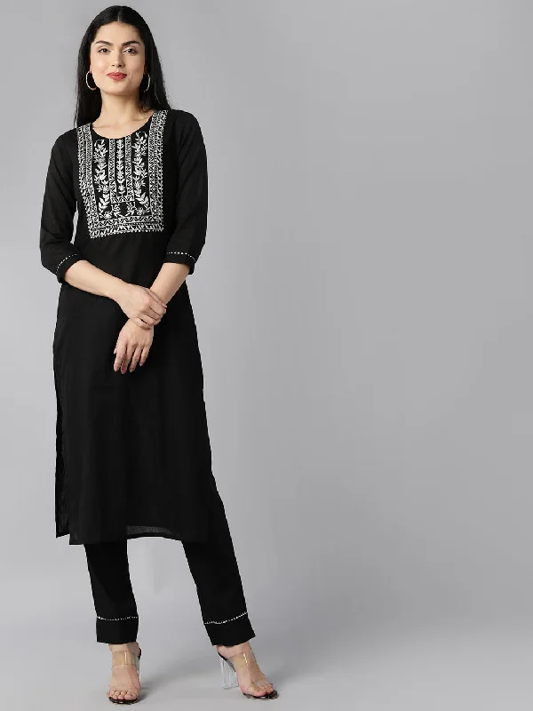 Ahika PolyChanderi Woven Design Kurta Pant Set Casual Drawstring Pants