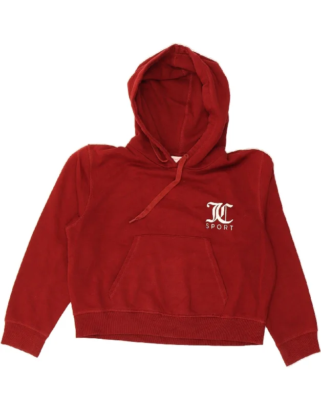 JUICY COUTURE Womens Graphic Hoodie Jumper UK 22 3XL Red Cotton Hoodie with Set-In Sleeves Structured Classic