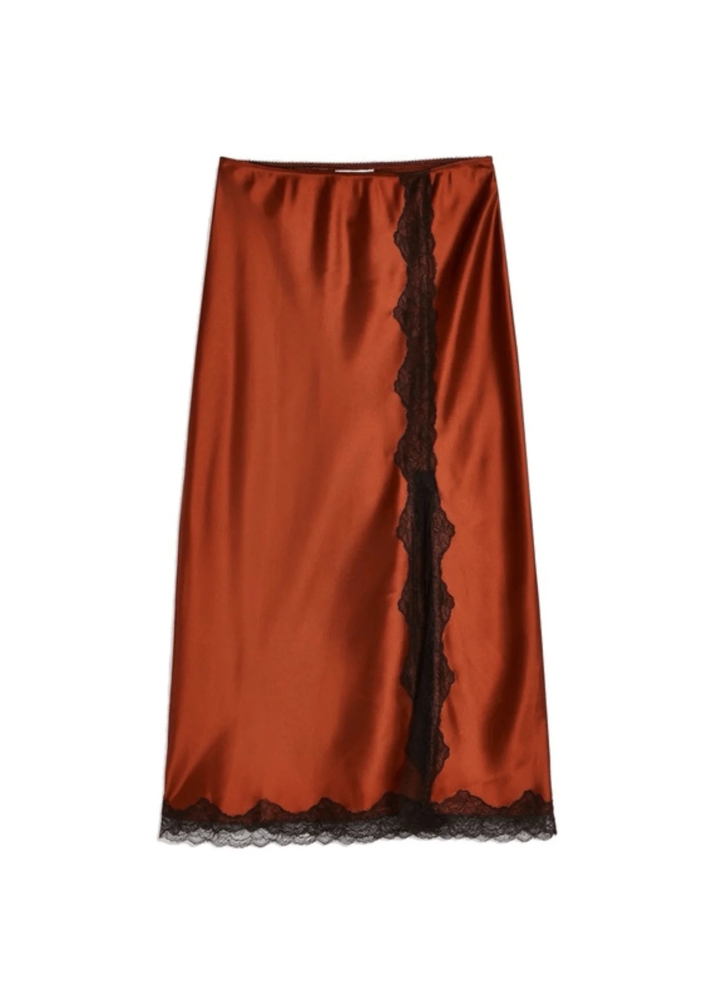 BROWN SATIN MIDI SKIRT cashmere skirt soft