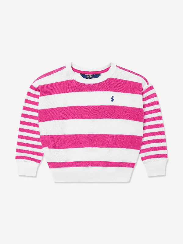 Girls Striped Bubble Sweatshirt in Pink